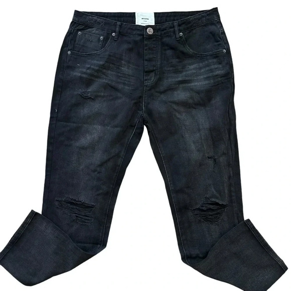 One Teaspoon NWT Messed Trucker Mid Waist Straight Leg Jeans Size 18 - Picture 7 of 10